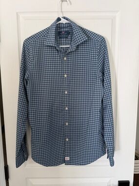 Vineyard Vines Blue Gingham Long-Sleeve Button-Down Shirt